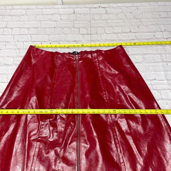 Eloquii Women Faux Leather A-Line Patent Red Skirt Zipper Plus Size 22 M273 -15 - Picture 4 of 16